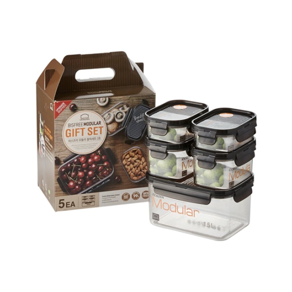 락앤락 선물박스 비스프리 모듈러2호 반찬통 용기세트 5종 냉장고보관용 29,800원
