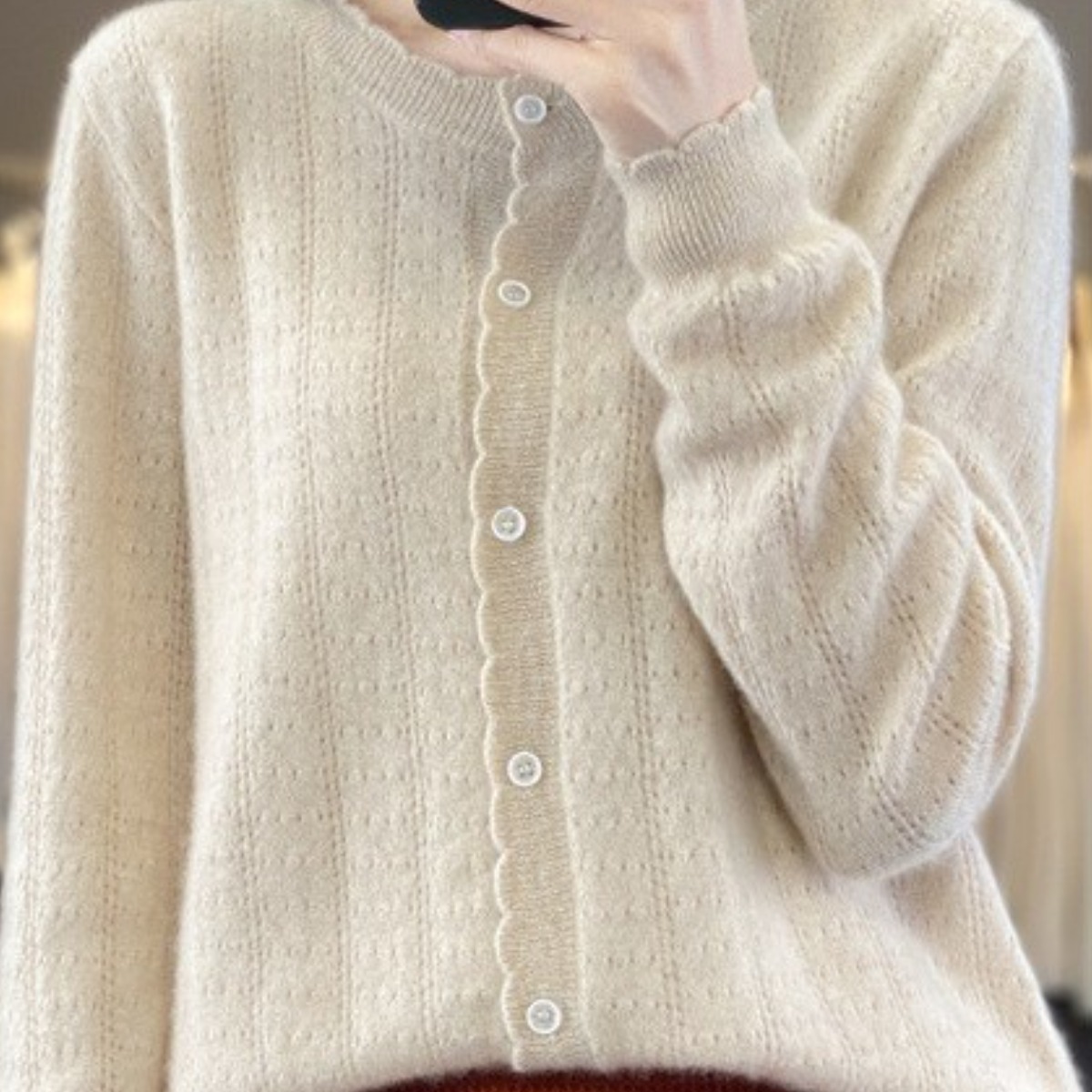 그루밍 (grooming) 여성 100% 캐시미어 울 라운드 니트 가디건 재킷 50,490원