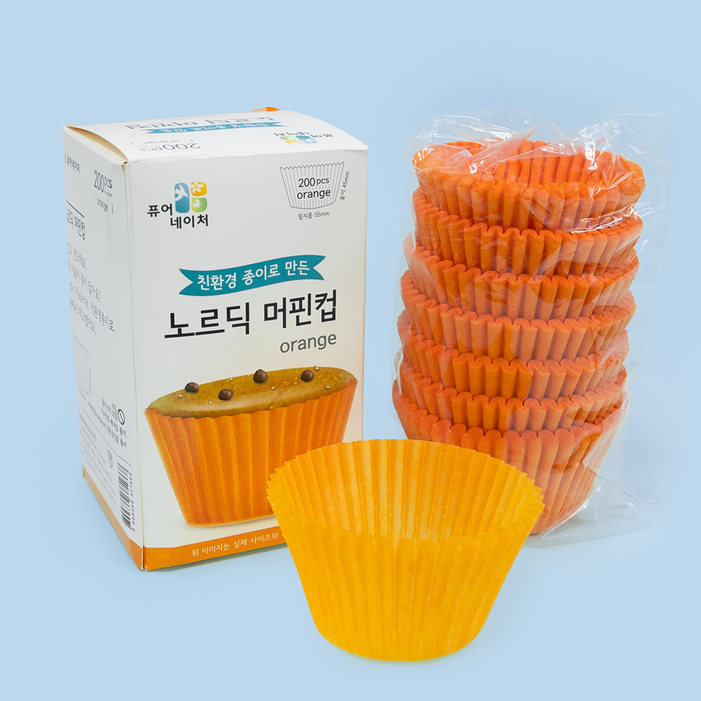 제이팩토리 유산지컵 베이킹컵 머핀컵 노르딕 55mm, 600개, 주황(원형) 9,600원