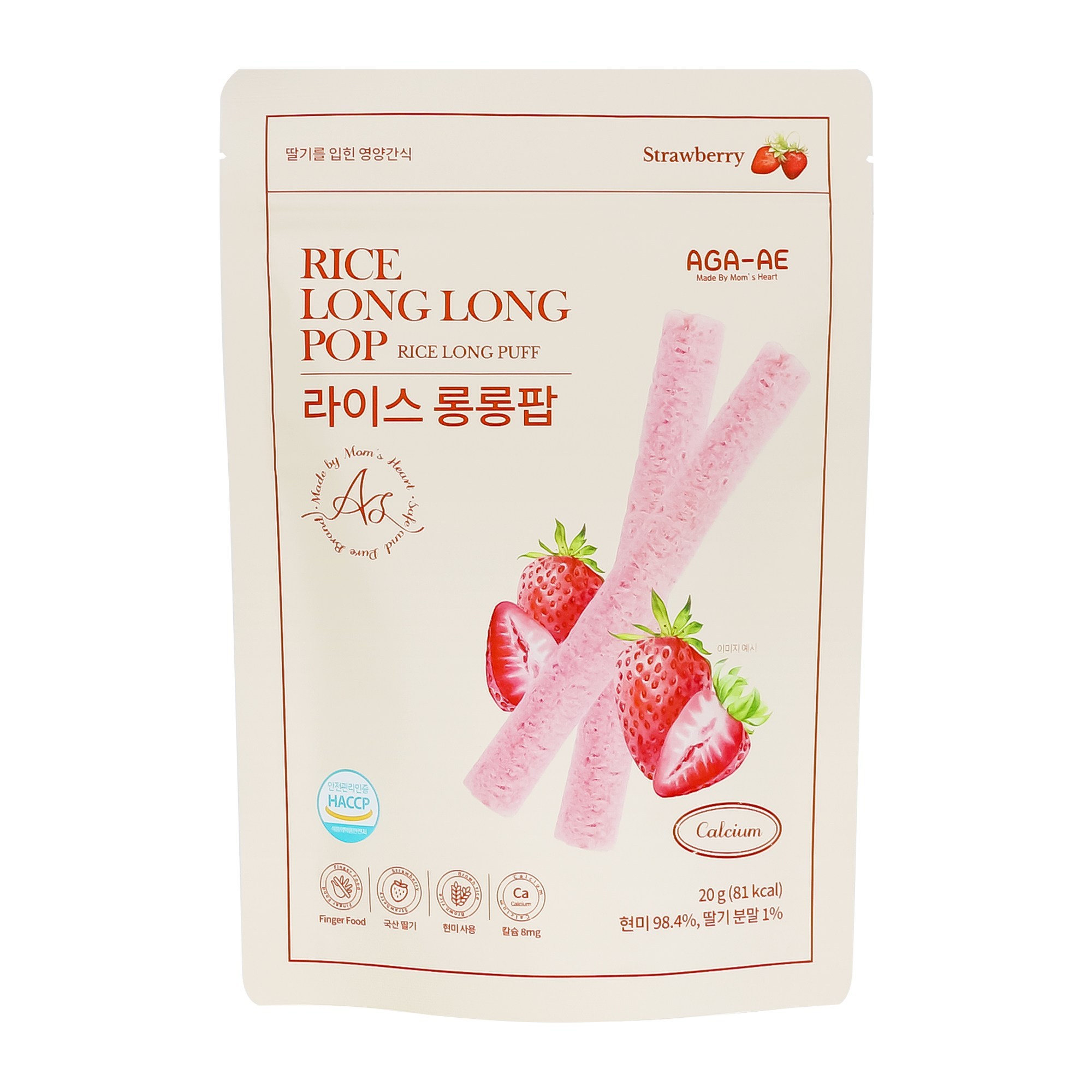 라이스롱롱팝 유기농 쌀과자, 떡뻥, 20g, 1개, 딸기 4,440원