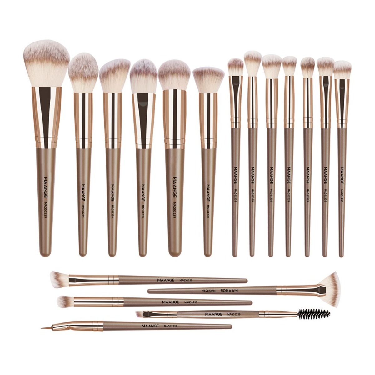 MAANGE 18피스 메이크업 브러시 세트, 프로페셔널 페이스 파우더 블러셔 포인트 아이섀도 블렌딩 브러시, 1개, Brown 23,000원