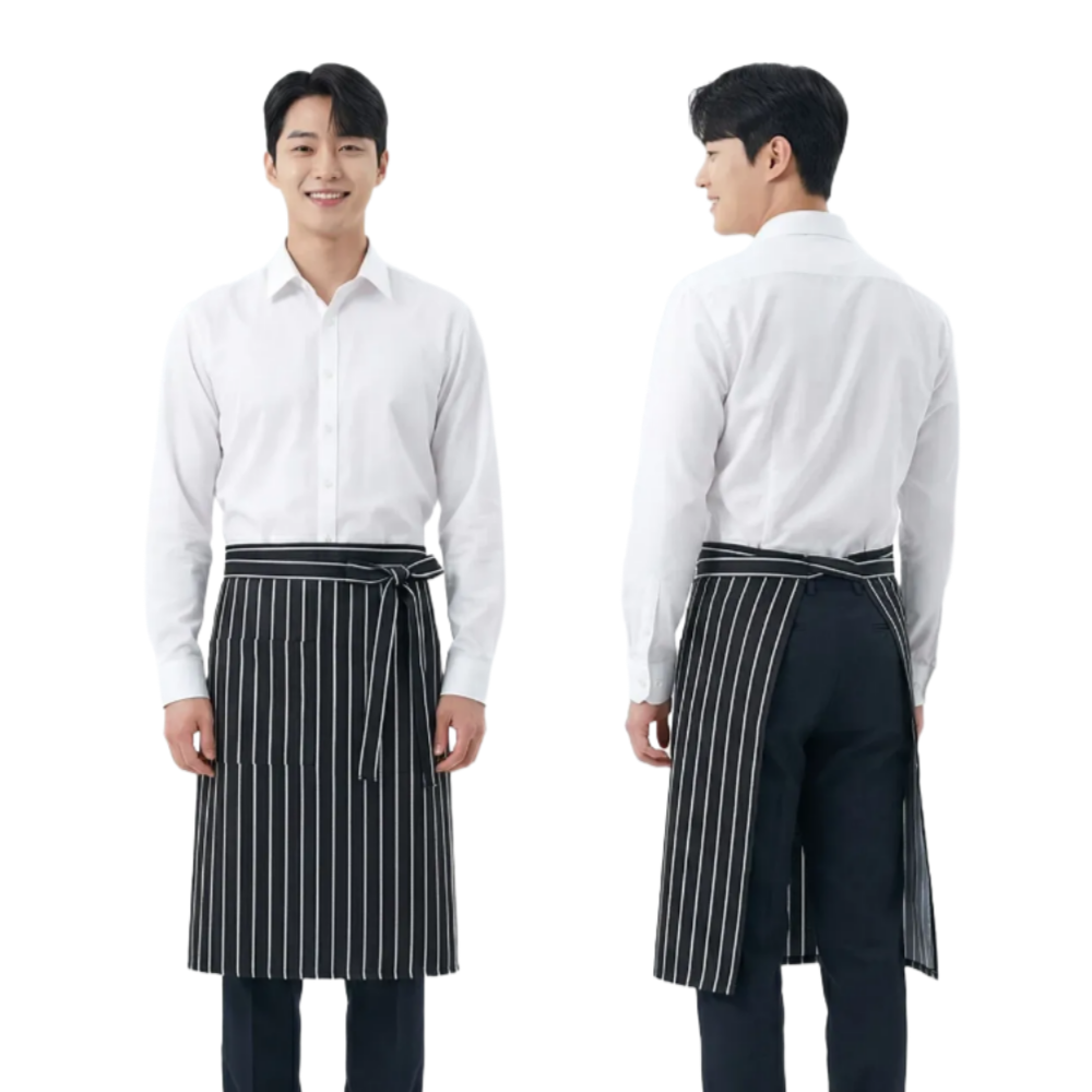 쿡셰프 스트라이프 허리앞치마, 1개, 블랙 11,000원