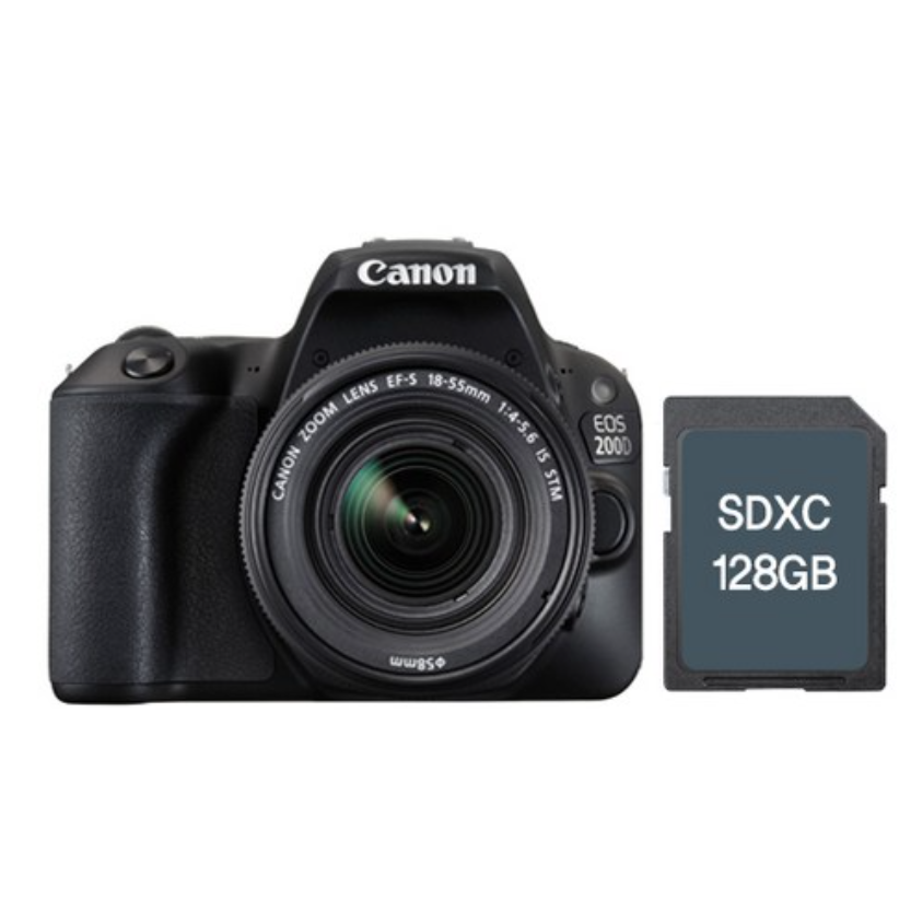 캐논 DSLR EOS 200D 18-55mm KIT + SD 128GB 블랙 1,200,000원