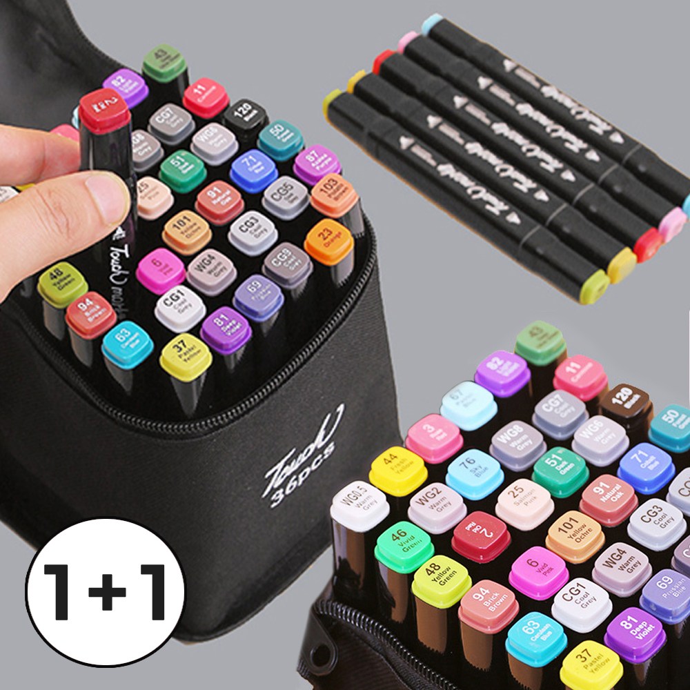 [5시건 당일배송] 1+1 파격할인 더블헤드 트윈마카펜 디자인 마카세트 유성 컬러마커 36색 전문가용 13,900원