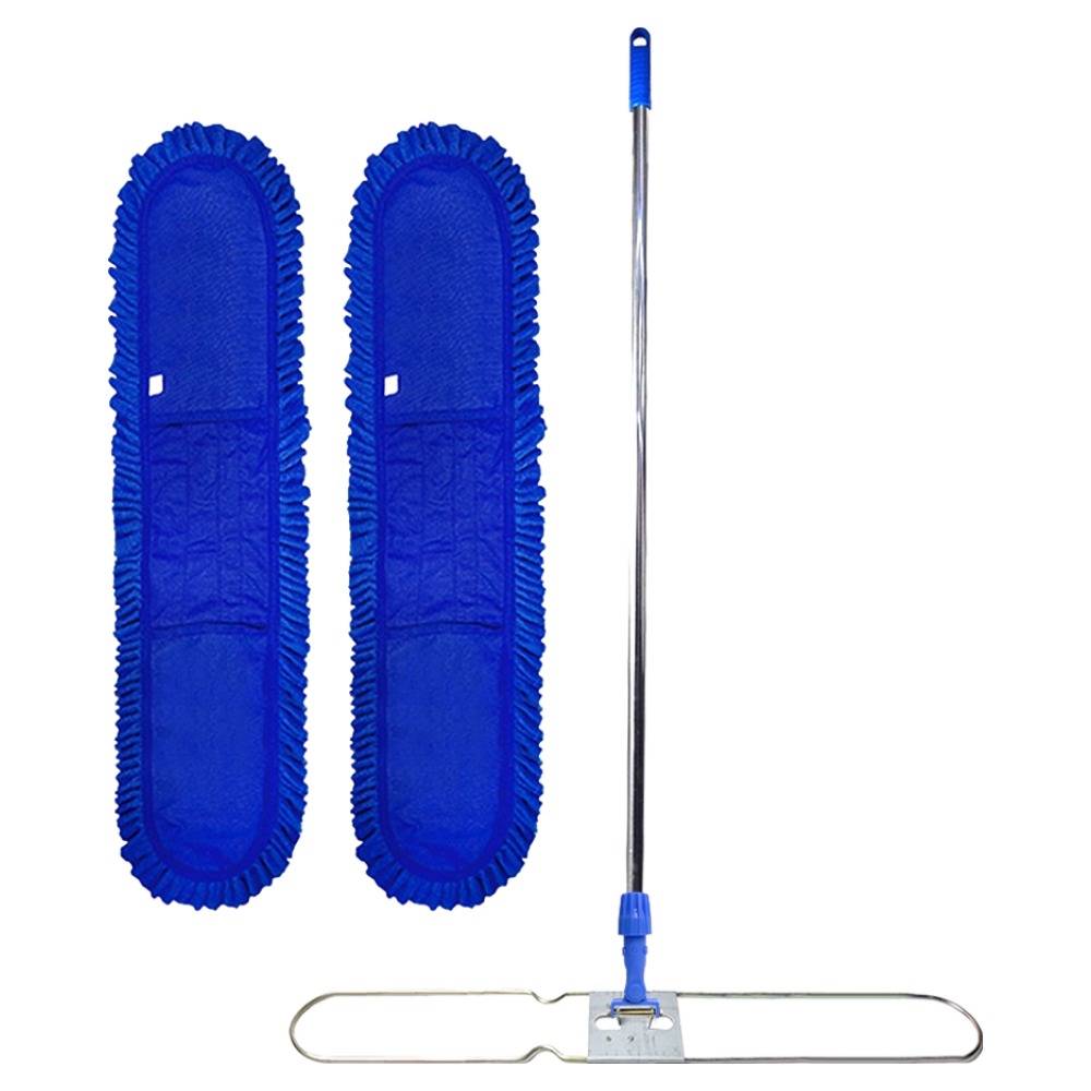 월드크린 극세사 리스킹 걸레 105cm 2p + 나사형 홀더 + 리스킹판 + 스텐봉 세트, 블루(걸레), 1세트 24,800원