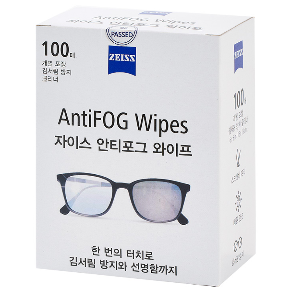 [자이스] 안티포그 와이프 100매 김서림방지 안경닦이 물안경 수경 습기제거방지 클리너 일회용안경닦이, 1세트, 100매 29,000원