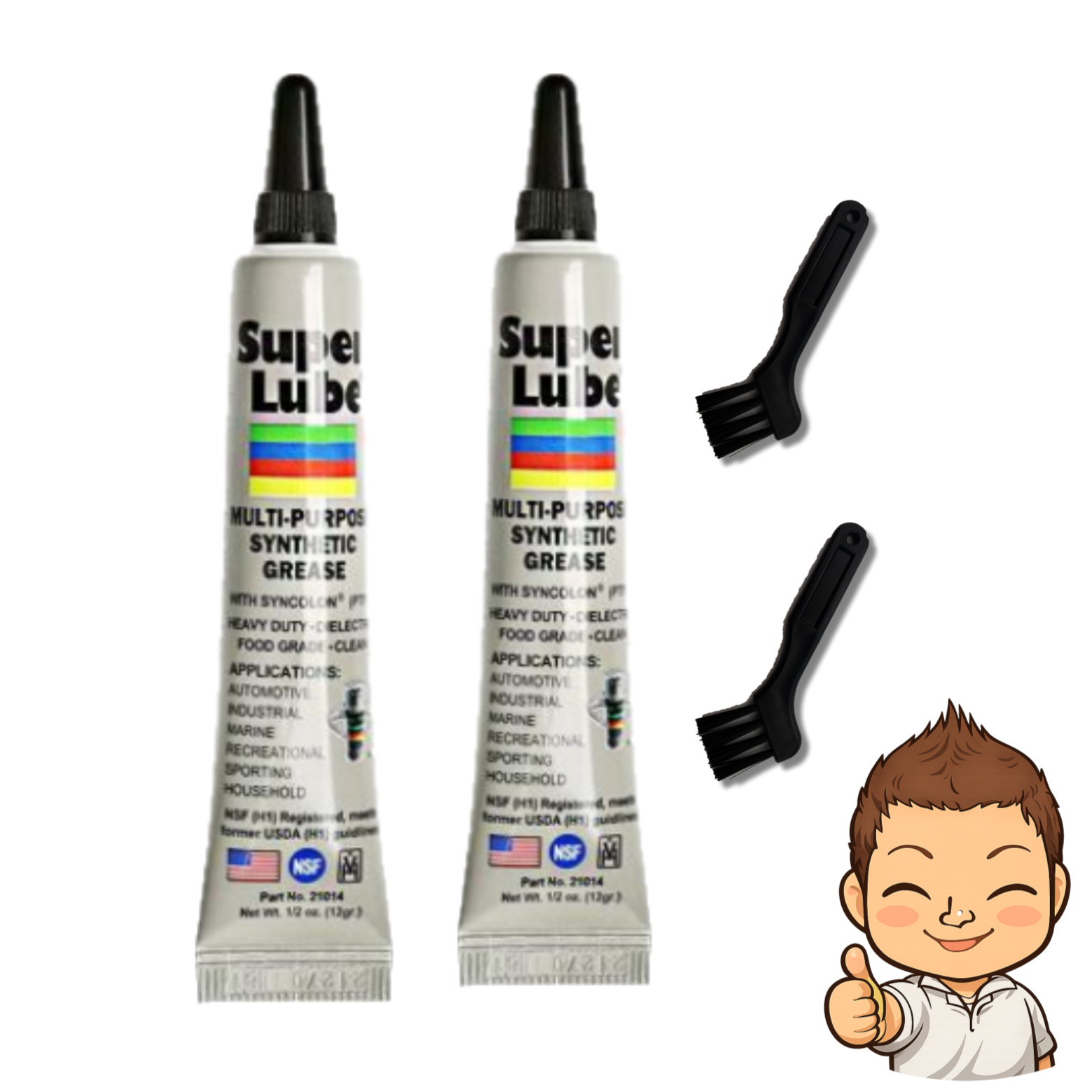 슈퍼루브 테프론 구리스 12g 튜브형 브러쉬 세트 2개 미국산 미제 키보드 커피머신 식품용 식용 윤활제 방청 고온 내열 9,470원