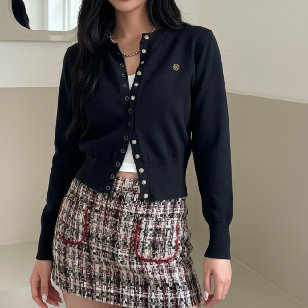 노나네 아일렛 라운드 가디건 간절기 여성 크롭 니트 가디건 29,400원