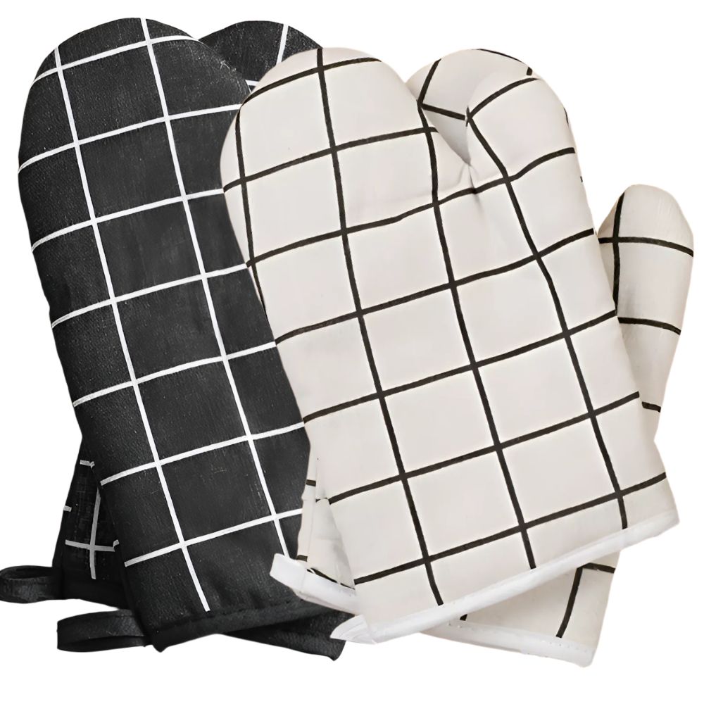 1+1 두꺼운 열차단 오븐장갑 뜨거운 냄비장갑, 2개, 블랙+화이트 11,900원