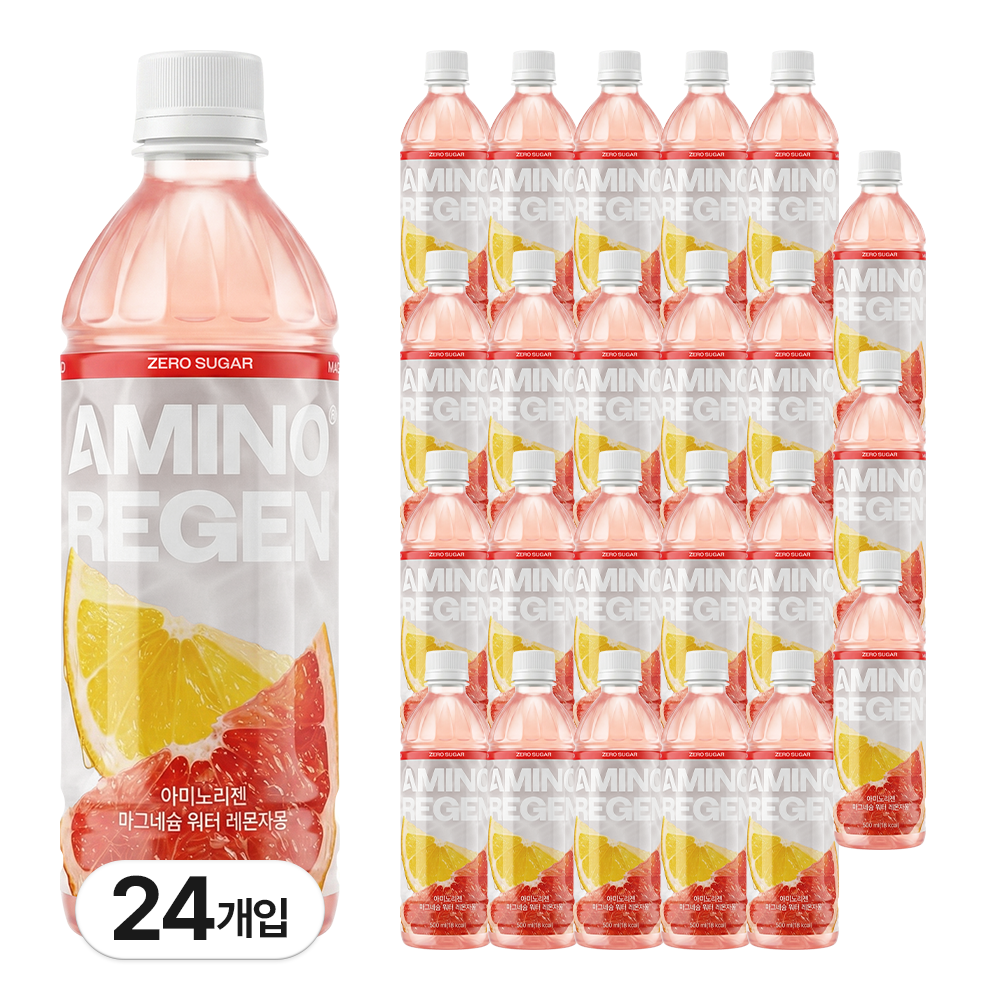 아미노리젠 마그네슘 워터 제로슈거 아미노산 레몬자몽맛 이온 음료, 24개, 500ml 29,900원