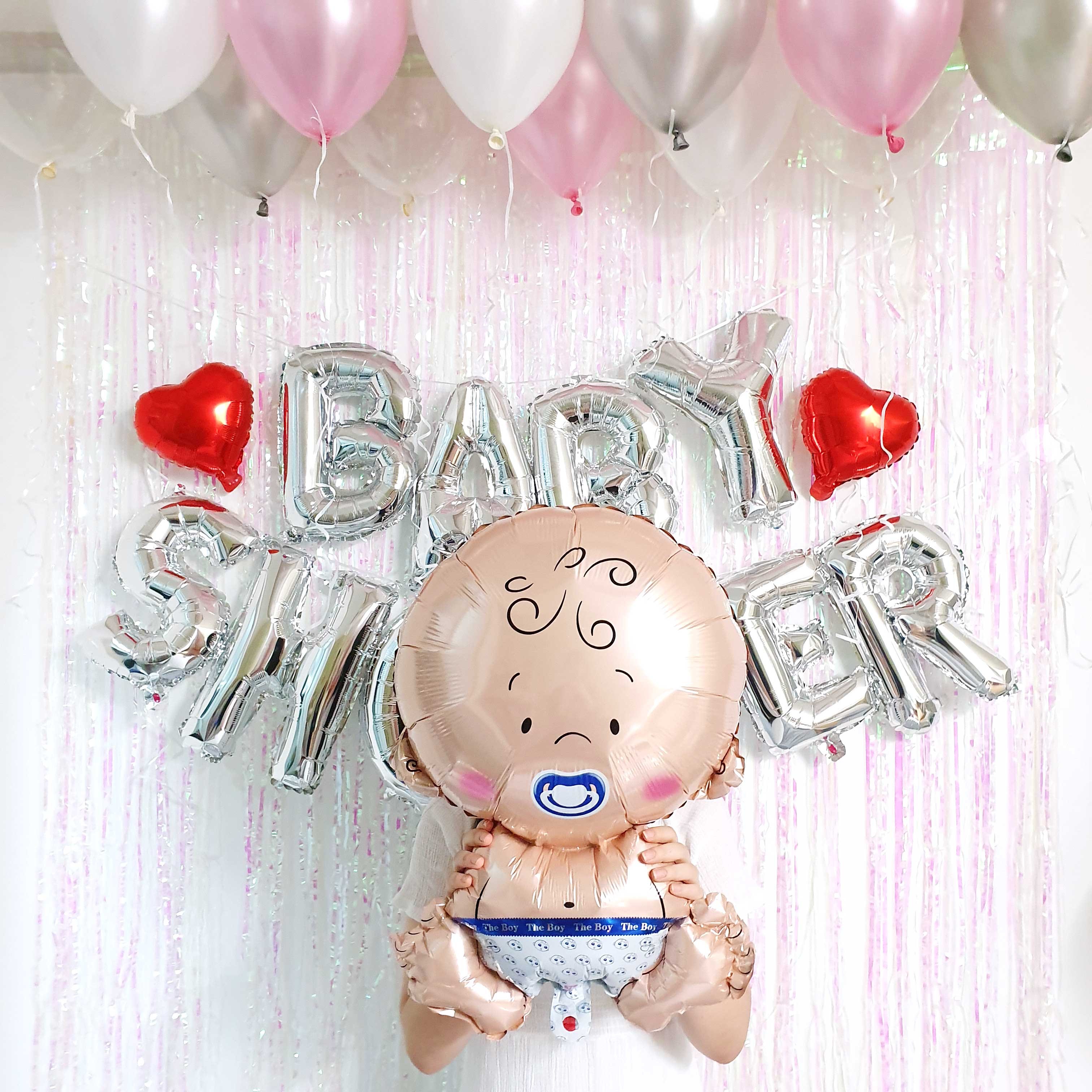 파티온 베이비샤워 파티커튼세트, 이니셜(골드)+파티커튼(로즈골드)+아기풍선(여자) 22,900원