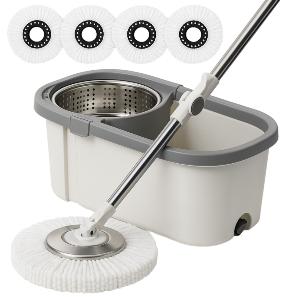 공간온도 대걸레 짤순이 + 극세사걸레 4장 스텐통 마포 마대 밀대 탈수기, 현재가 19,800원