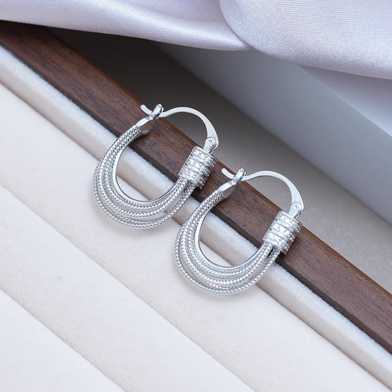 Ramlove 14K INS스타일 원터치 귀걸이 도금 U라인 모던 심플 5A큐빅 세팅 925 실버 침 CJR-SSL0623 69,800원