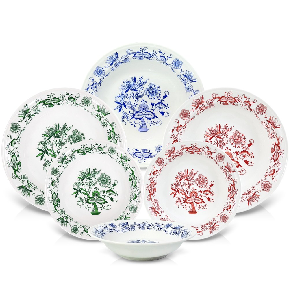 쯔비벨무스터 Blue&Red&Green 찬기 6P세트 168,150원