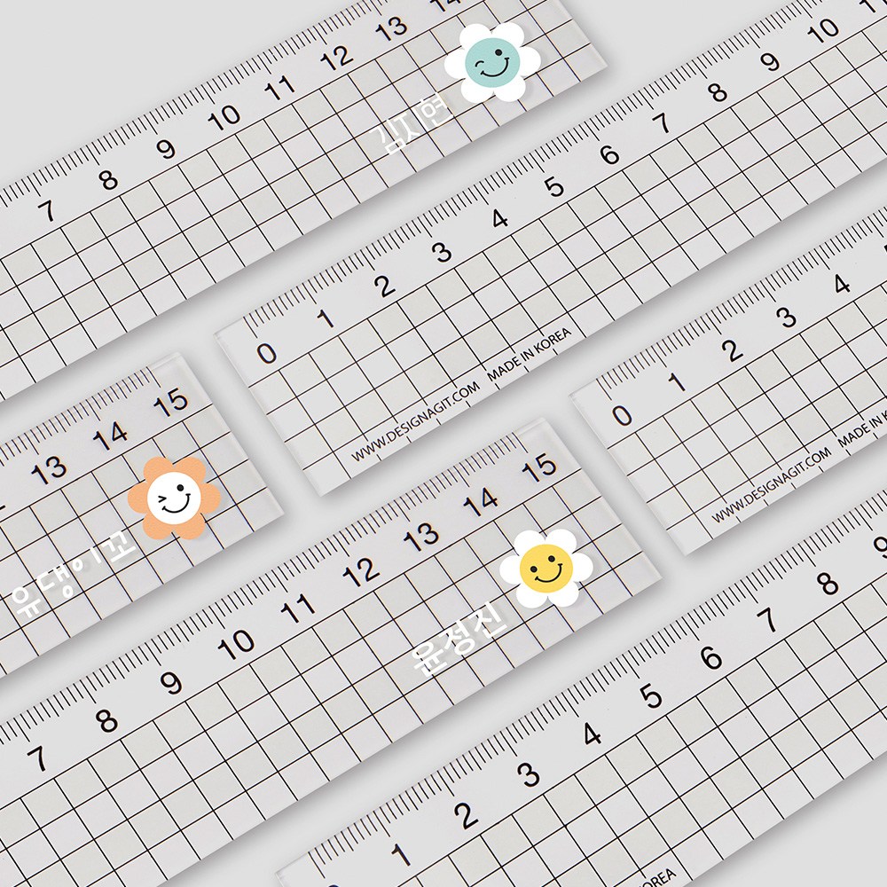 디자인아지트 네임 투명자 15cm 데이지 필기구 학생선물 2,300원