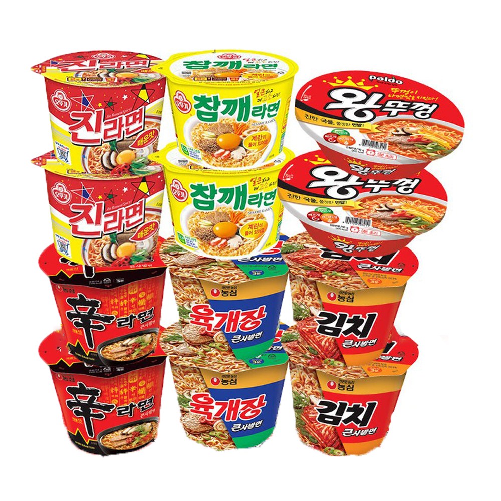 마자킹 농심 오뚜기 팔도 인기컵라면 6종 12개 큰컵 A세트 탕비실 간식박스, 1개 18,990원