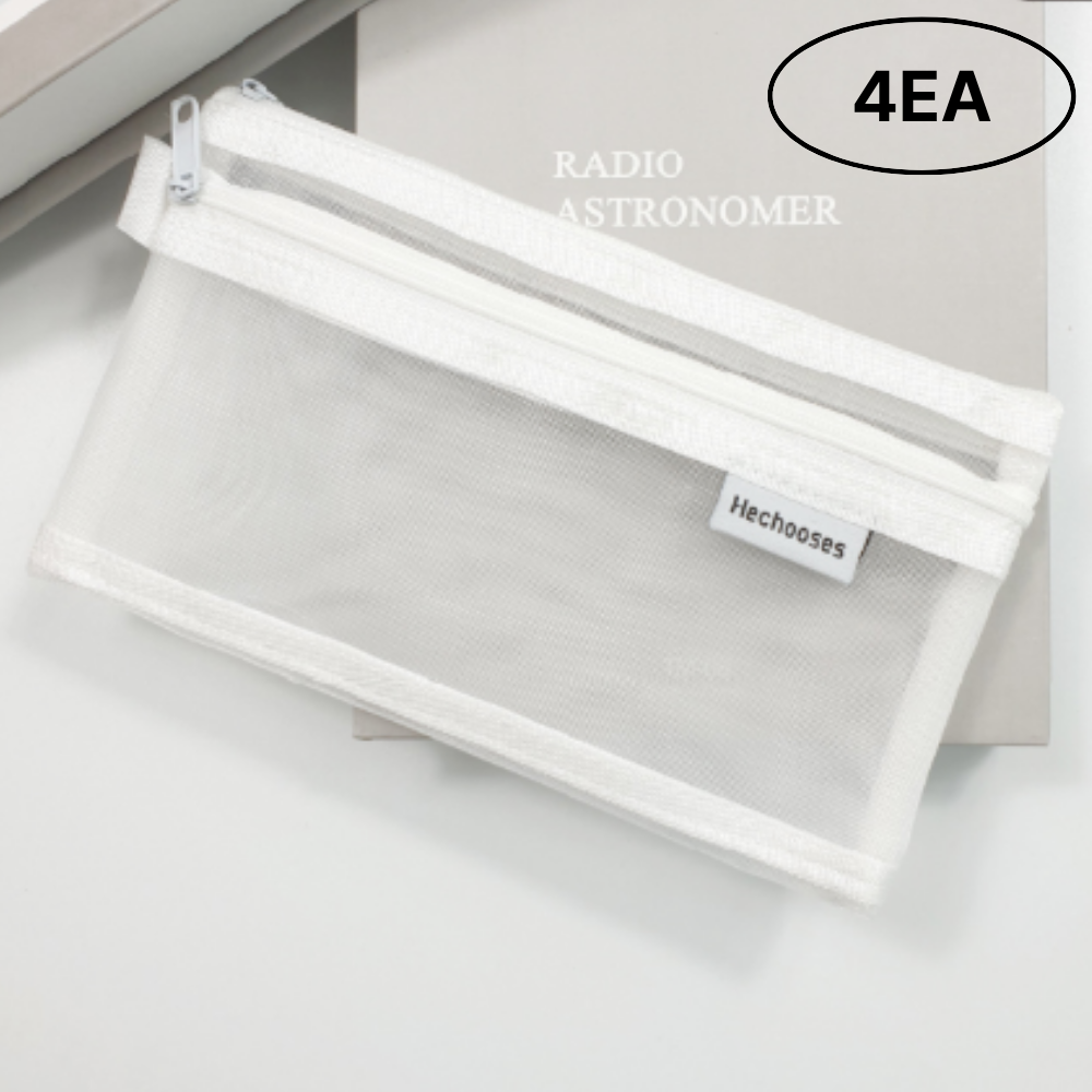 매쉬 2단 필통 대용량 메쉬 파우치 학생 학용품 정리 케이스 4개 19,800원