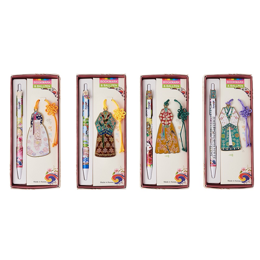 책갈피&볼펜 세트 한국 전통 기념품 선물용, 한복, 4개 24,900원