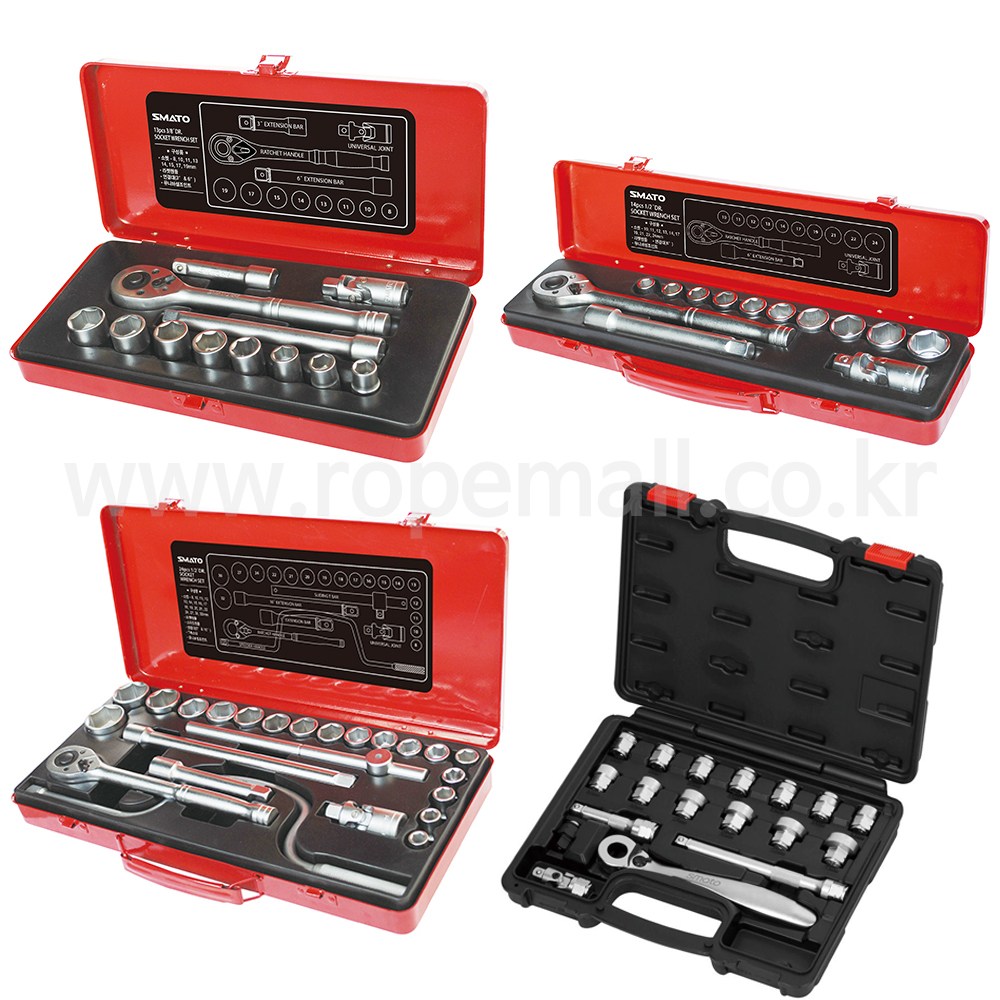 소켓렌치세트 육각 13p 14p 17p 18p 24p 1/4인치 3/8인치 1/2인치 최다구성, 1개 43,000원