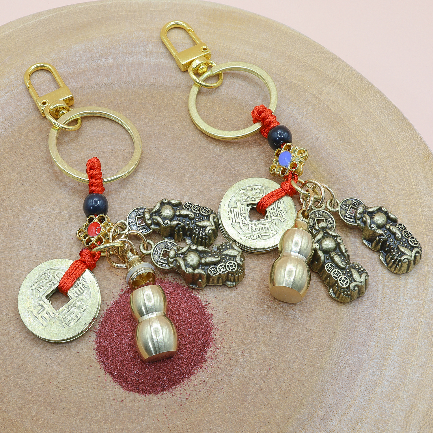 1+1 재물운 행운 복을 부르는 쌍비휴 조롱박 엽전 열쇠고리 키링 바르고상사, 2개 10,400원