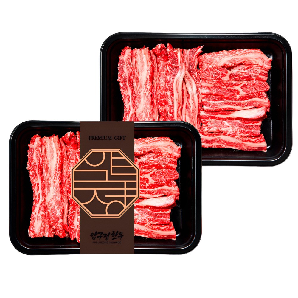 1++등급 한우 갈비살 400g(200gx2) | 구이용 소갈비살 진갈비살 바베큐 캠핑 홈파티용 고급 투뿔 한우 마장동 프리미엄 소고기 추천 [냉장] 압구정한우 71,200원