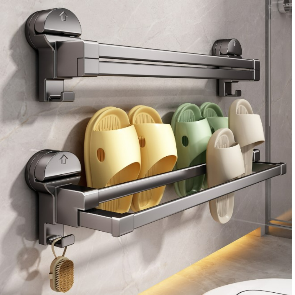 하루행복 강력 흡착 2단 욕실화 거치대, 그레이(50cm), 1개 15,000원