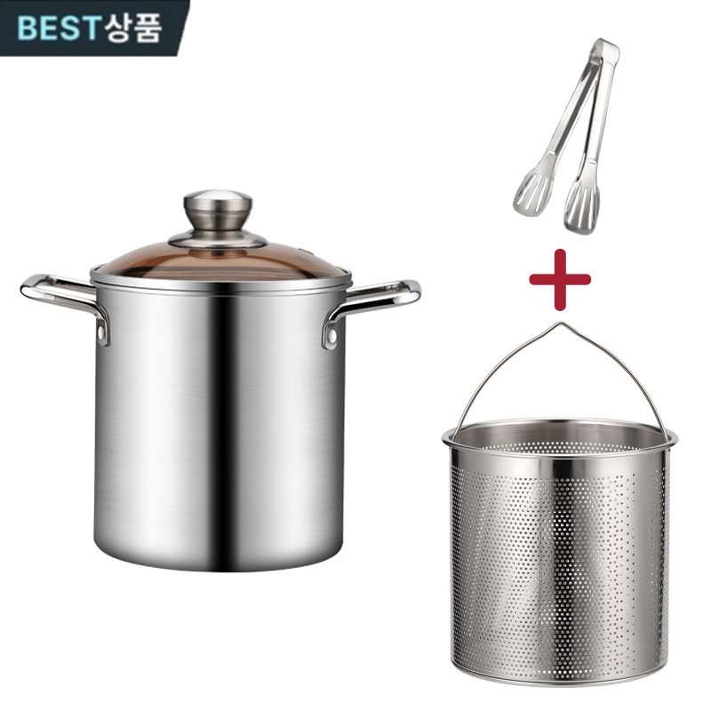 업그레이드 스텐304 IH 멀티팟+필터+바스켓 세트 인덕션 멀티팟 스텐 냄비 3.0L 캠핑/가정용 튀김 냄비 인덕션 소형 튀김기 가스렌지 주방용품 17,990원