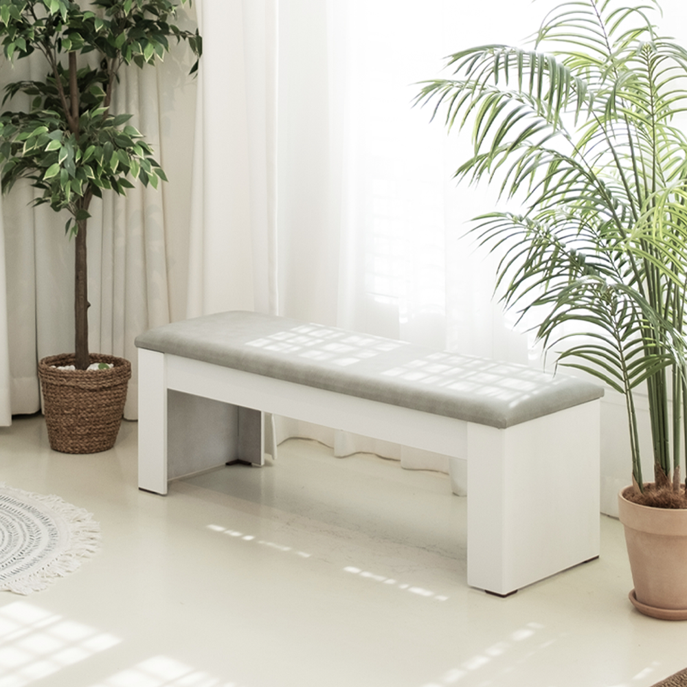 흥창가구쟁이 편안화이트의자 벤치쇼파 카페쇼파 벤치의자, 1200화이트그레이 49,800원