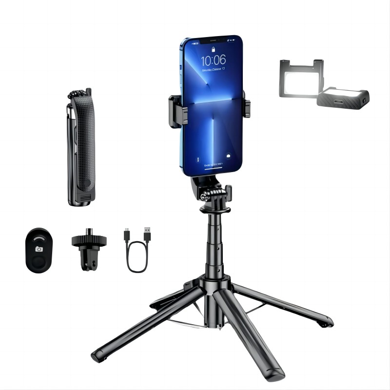 휴대폰 셀카봉 일체형 편리한 휴대 LED 뷰티 보광등 삼각대 사각대 GoPro 거치대 무선 블루투스 충전 스마트 리모컨, P07-블랙, 1개 29,830원