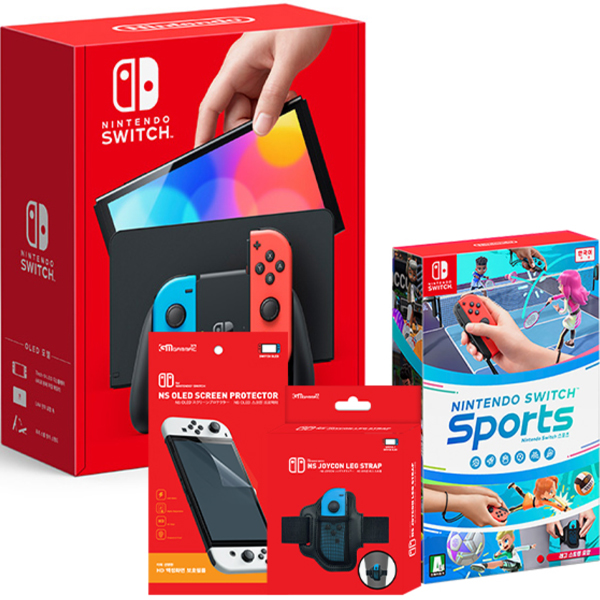 닌텐도 스위치 OLED 본체 네온 + 스포츠타이틀 + 필름 + 레그스트랩, 단일상품 468,000원