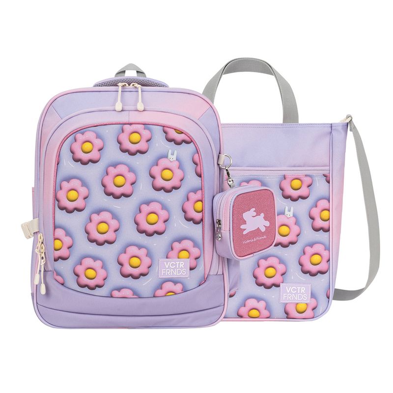 [빅토리아앤프렌즈] 초등학생 경량 책가방2종 얼쓰 글리터 스퀘어 플라워 (GSQFLW2S) / V24B01-FLW-2SET 189,000원