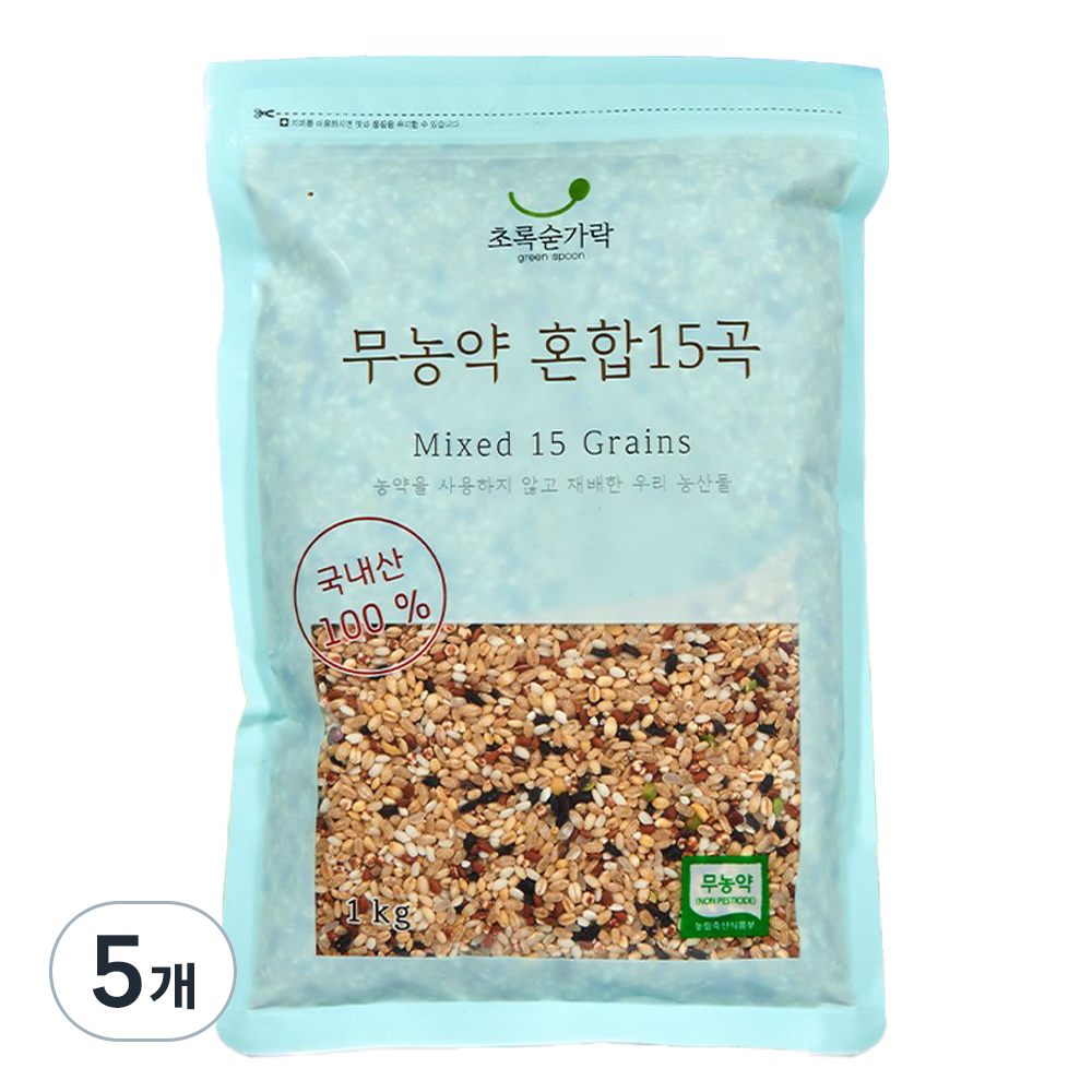 초록숟가락 무농약 혼합15곡, 1kg, 5개 44,500원