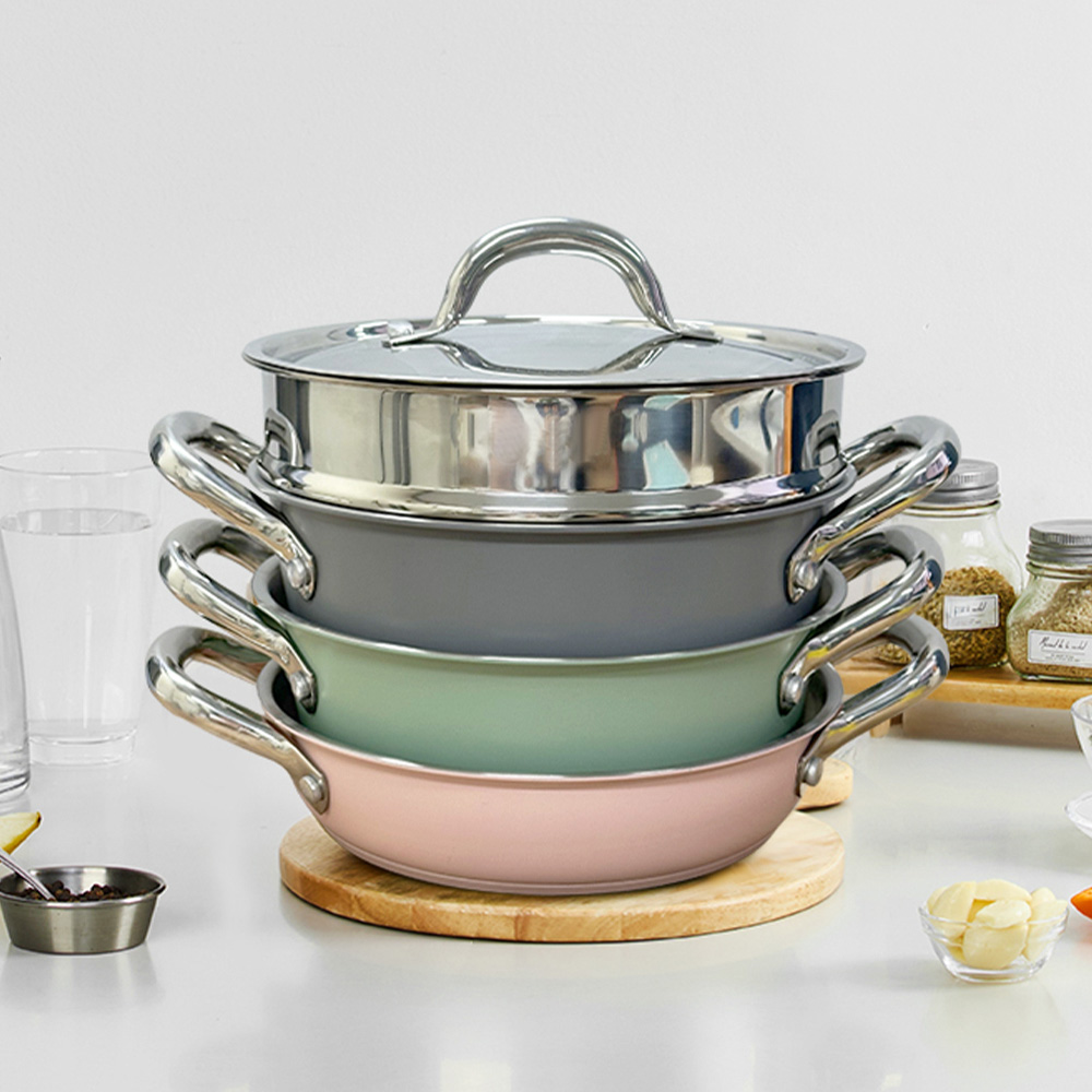 파스텔 멀티 스텐 냄비세트 22cm IH인덕션 다수화구겸용 다용도 뚜껑 전골 양수 곰솥 찜기 55,900원