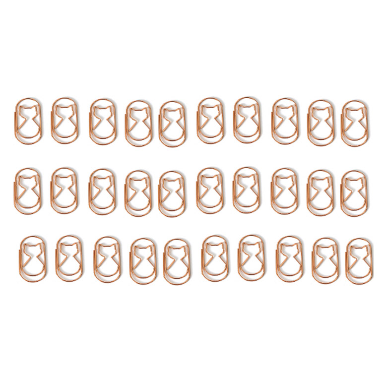 문구담 세련된 컬러 뚱클립 고양이 로즈골드, 1개, 30개입 8,900원