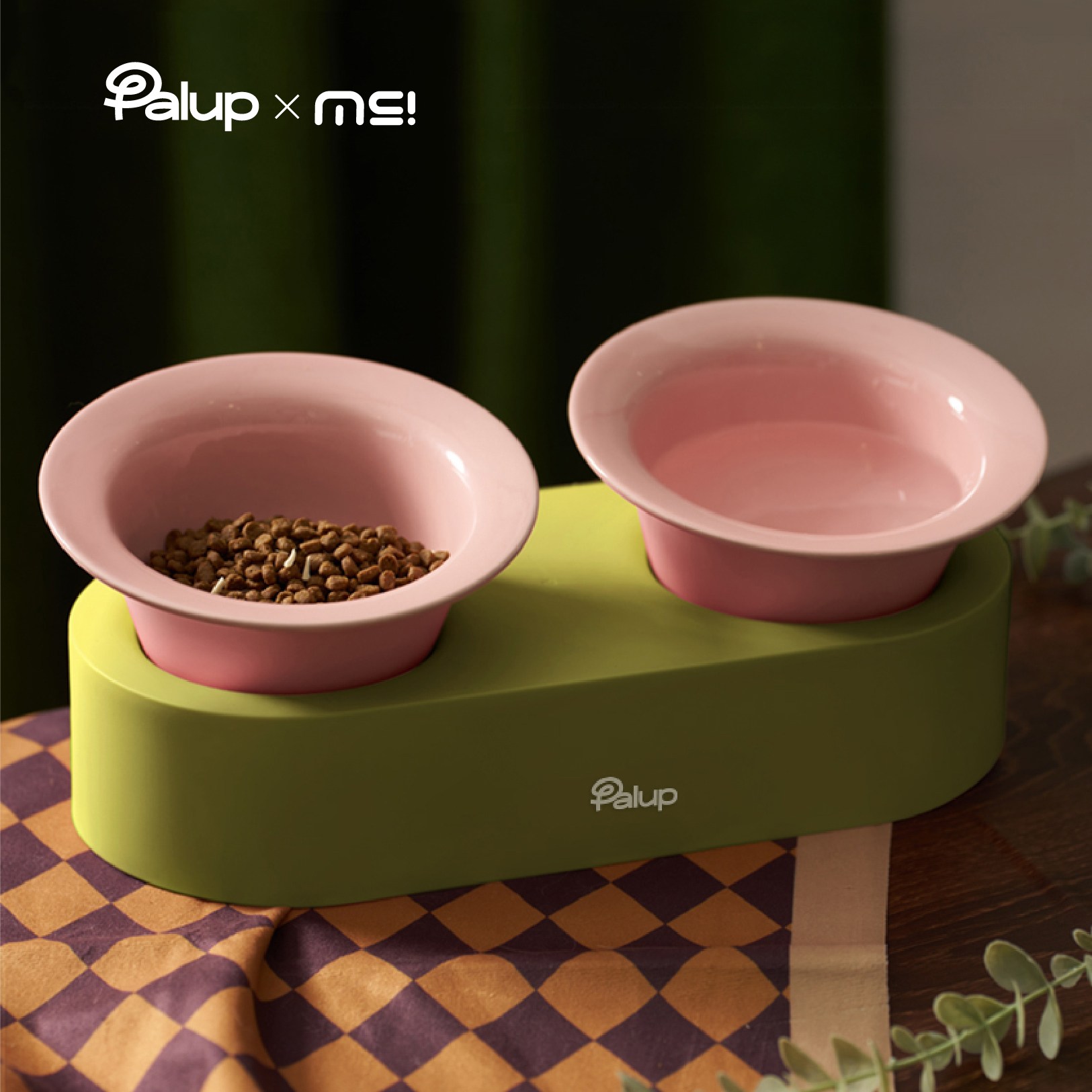 팔업 강아지 고양이 밥그릇 목보호 식기 세트 2구, 1개, 올리브 핑크 24,500원