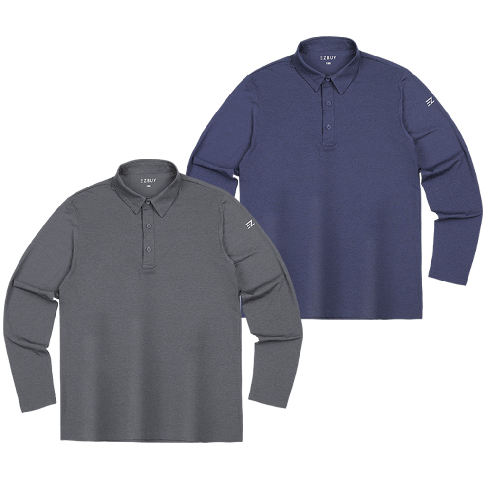 [이지바이] (1+1) 남성 긴팔 카라 티셔츠_소로나 원단 작업복 스포츠 아웃도어 빅사이즈 긴팔 카라티 디베이스 29,870원