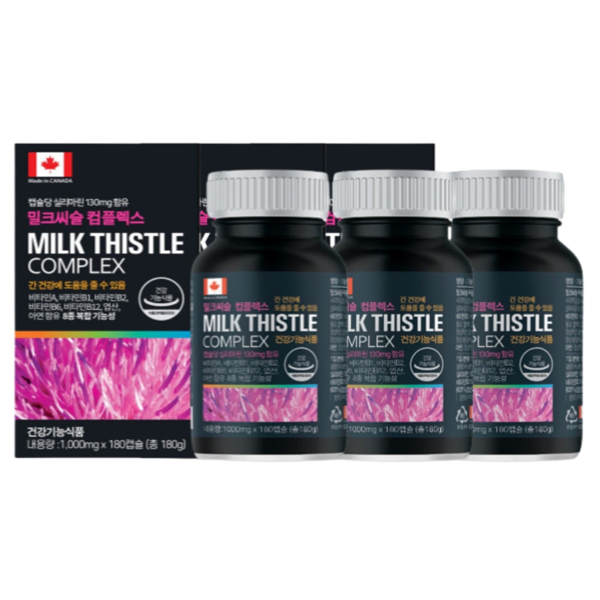 3박스 식약처인증 밀크씨슬 콤플렉스 180캡슐 밀크씨슬추천 피로회복제 간에좋은영양제 밀크시슬 간영양제 효능 30대 40대 50대 60대 남자 여자, 180캡슐, 180정 126,000원