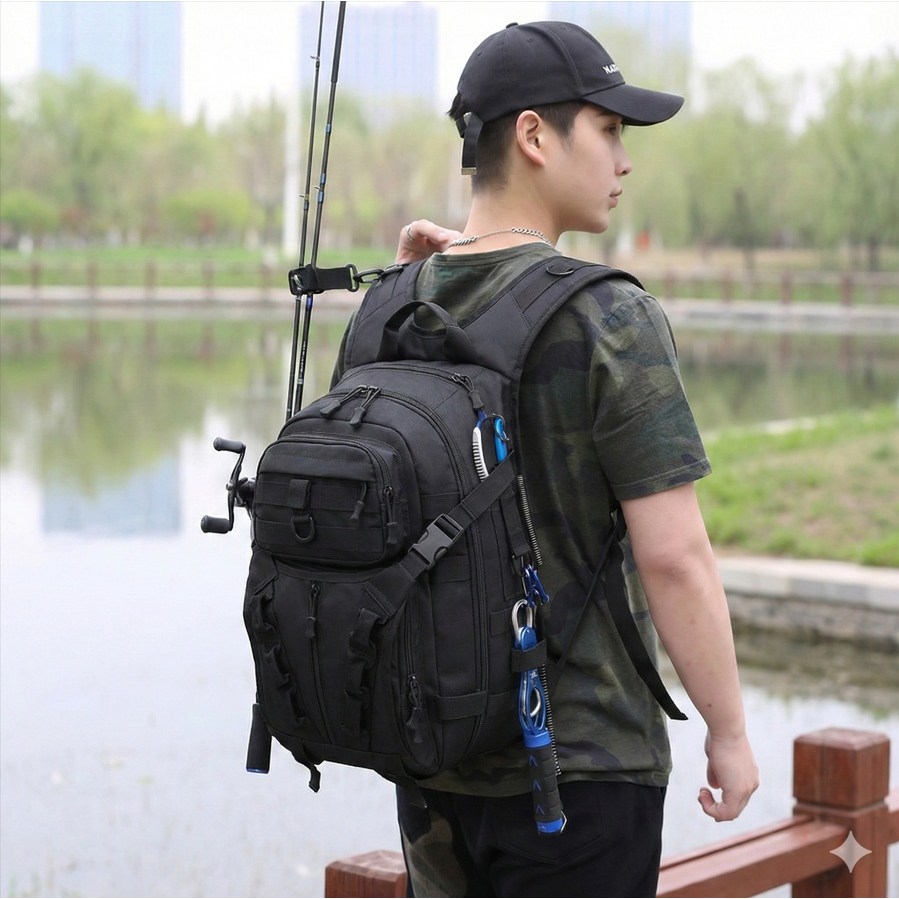 아이케이 찐 낚시 백팩 등산 다용도 일상생활 대용량 실용성 백팩 (검은색) 34,900원