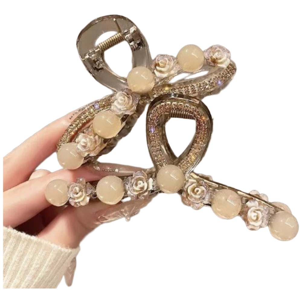 루비앤 [2개세트] 고급 샴페인 큐빅 로즈 진주 헤어집게핀 2종세트 올림머리예쁜핀 11,000원