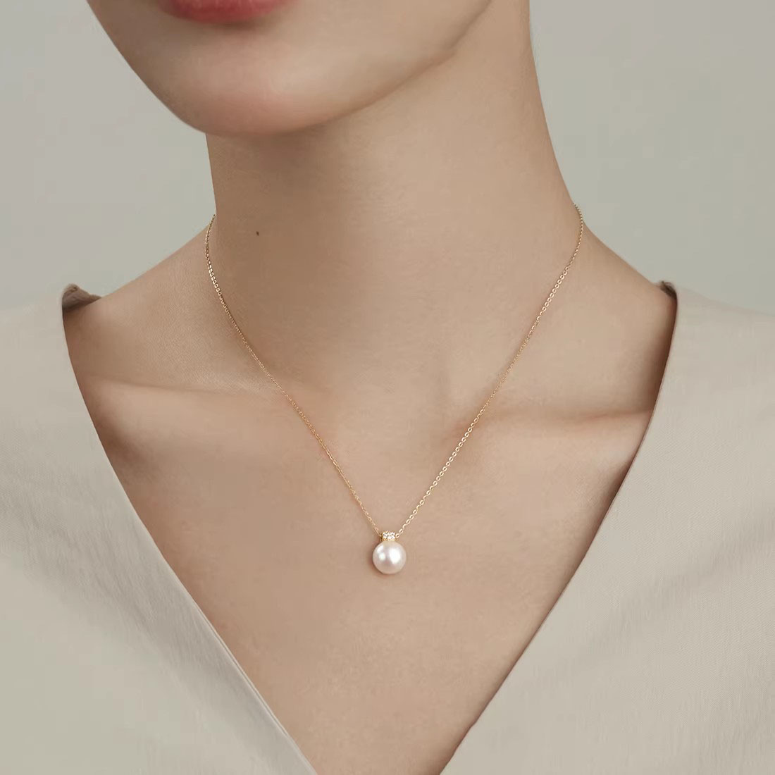 Lunire  소리 없는 반짝임  GRA인증 천연 담수진주 여성 목걸이  발암물질이 없고, 퇴색되지 않습니다 77,000원