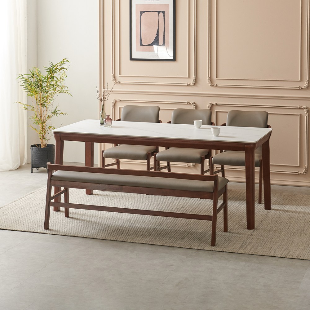 라로퍼니처 노블 1900 포세린 통 세라믹 6인 원목 식탁 세트 579,000원