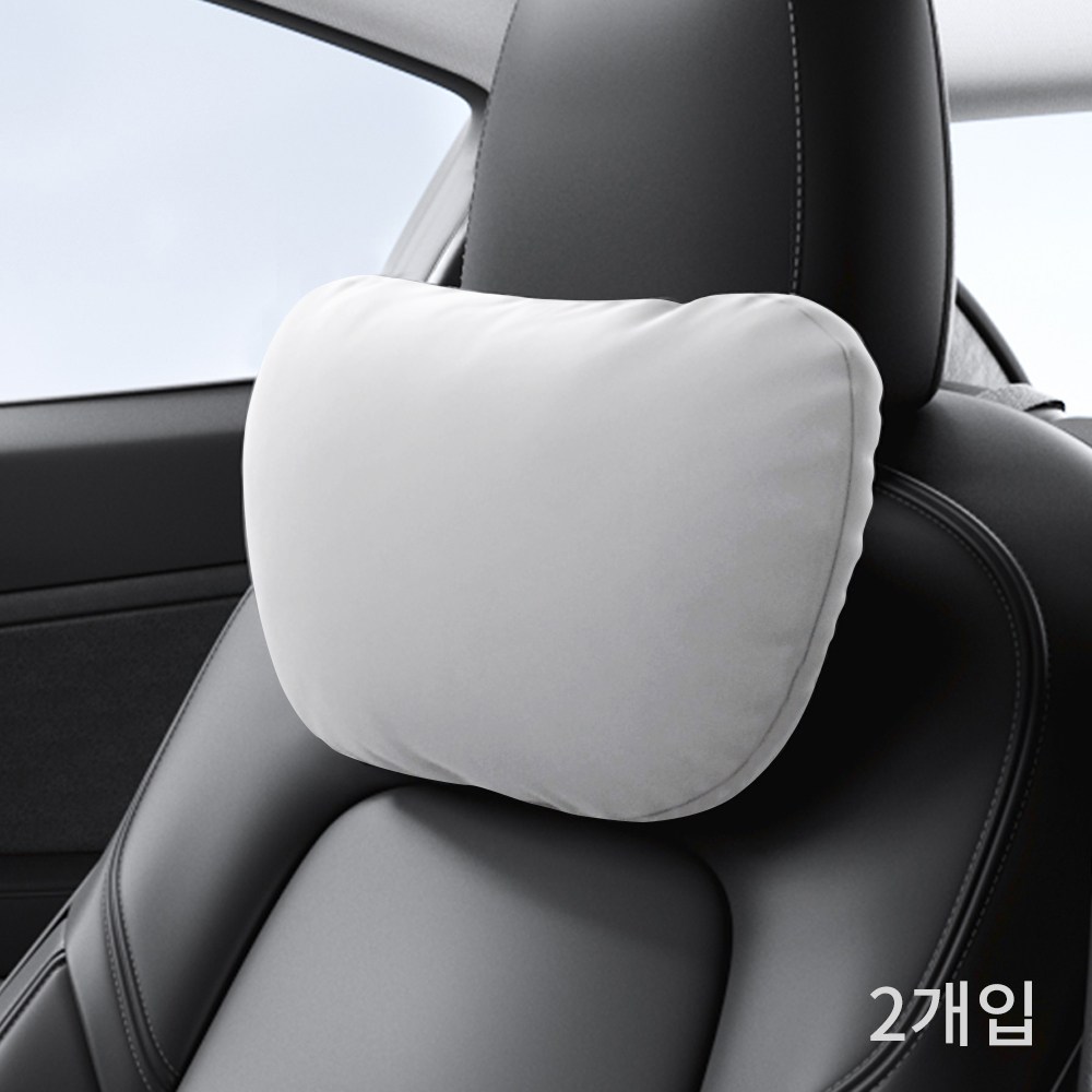 YZ 스웨이드 목쿠션 자동차 헤드레스트 목베개 차량용 모델3 모델Y 악세사리, 2개, 화이트 42,900원