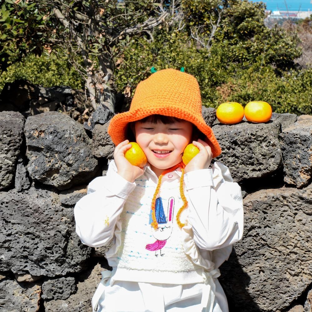 제주여행 감귤 뜨개 물결 벙거지 모자 18,000원