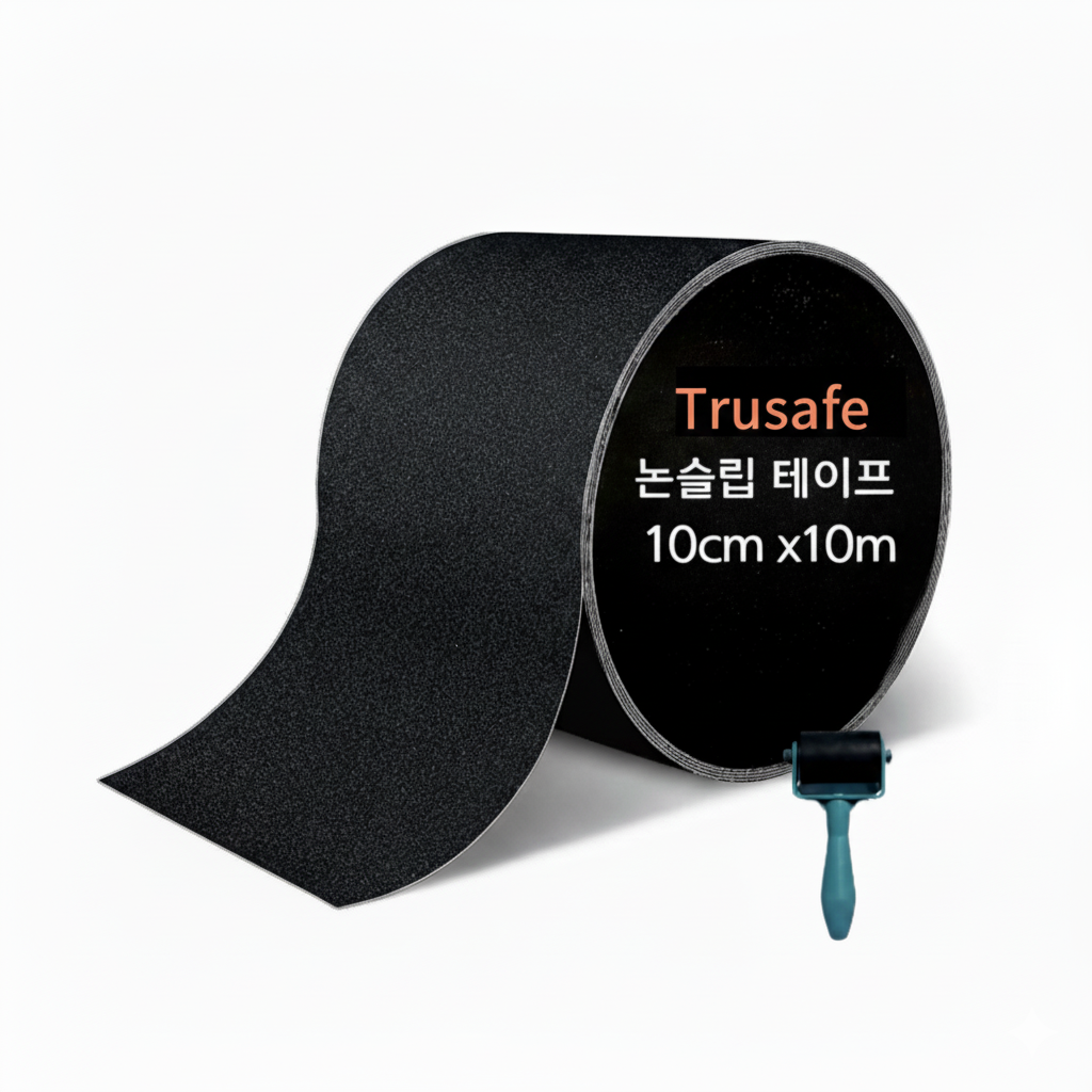 Trusafe 미끄럼방지 야외 계단 경사로 발판 데크 공사장 욕실 주방 바닥 타일 대리석 붙이는 보급형 PEV 0cm 0m 논슬립 테이프 롤러포함, 1개 15,200원