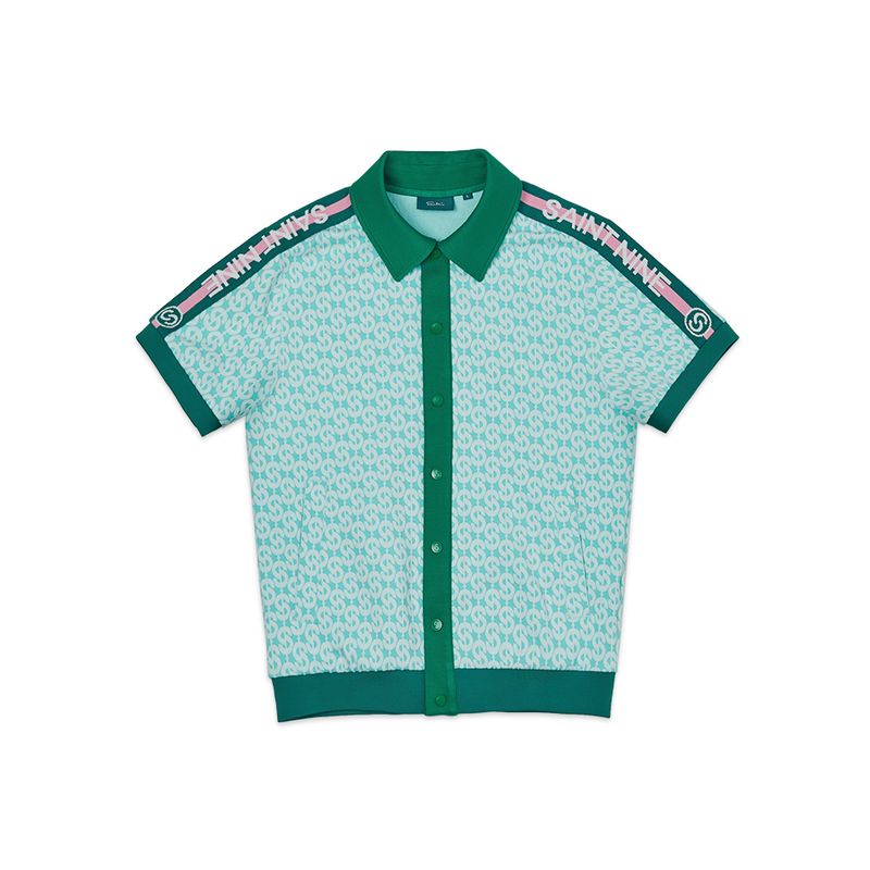 세인트나인 남성 모노그램 자카드 반팔 져지 티셔츠 MINT 118,300원