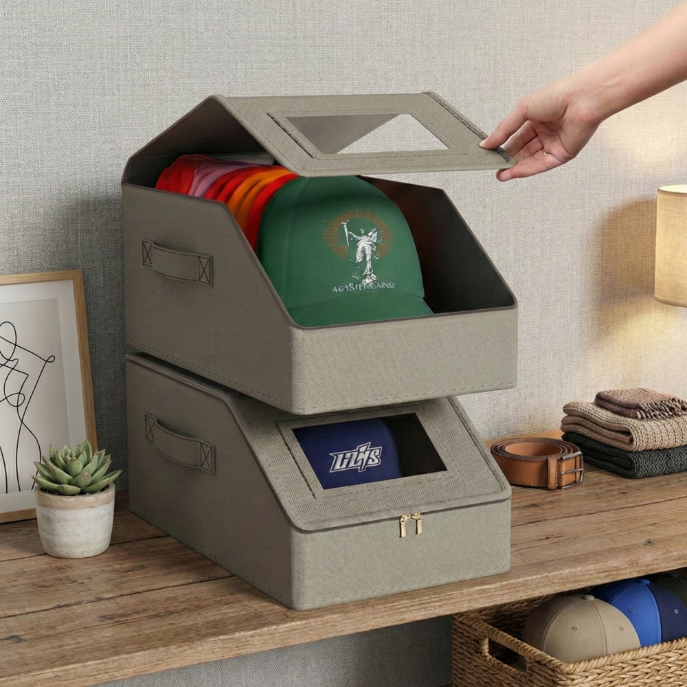 쿤스테이 먼지차단 접이식 모자 정리함 9,900원