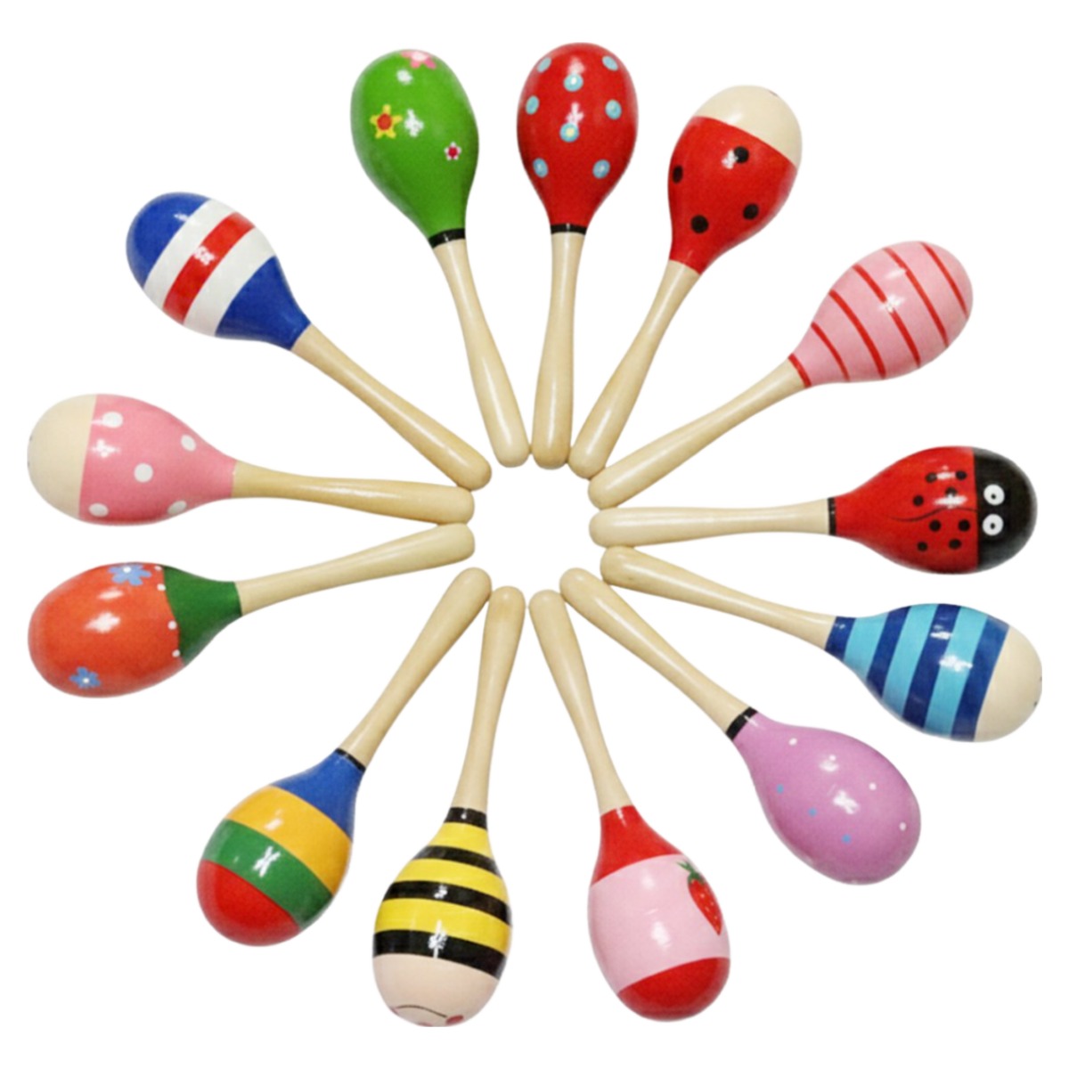 파피앙 원목 마라카스 악기놀이, PP08-파랑빨강줄무늬(1개) 2,300원