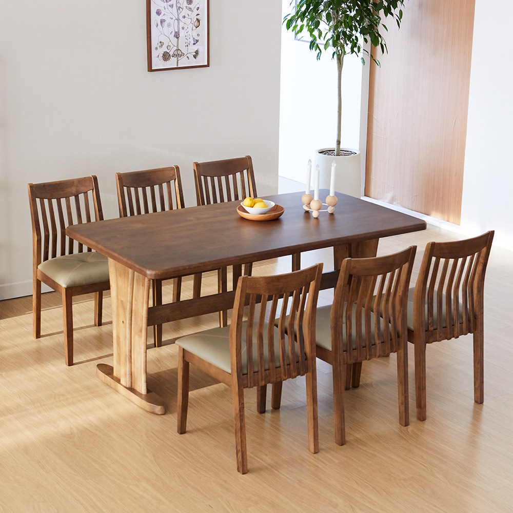 리비니아 빈센트 제노 6인용 원목 식탁세트/식탁+의자6개 2colors, 월넛 599,000원