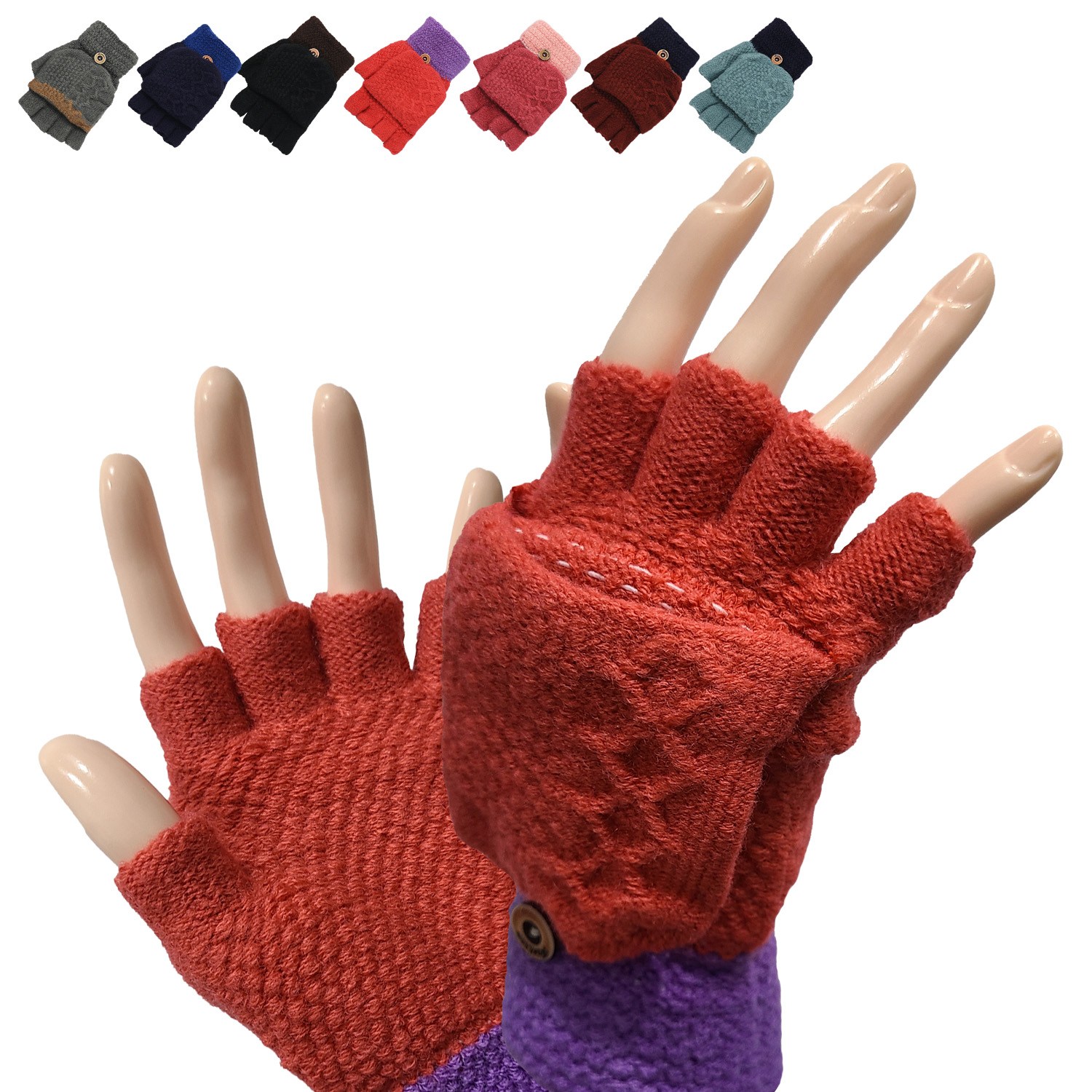 볼도그레 남녀 오픈핑거 보온 터치 장갑 니트 벙어리 반장갑 13,000원