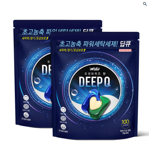 아이러브베베 딥큐 3in1 고농축 캡슐세제 100개 오션브리즈 세탁세제 실내건조 드럼 일반 겸용 25,600원
